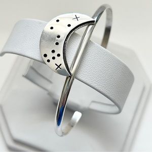 Signed Duane Tawahongva Hopi Sterling Silver Moon Stars Cuff Bracelet